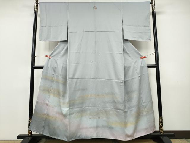 平和屋着物●豪華色留袖　箔散らし　暈し染め　銀通し地　正絹　逸品　CABJ6455ut