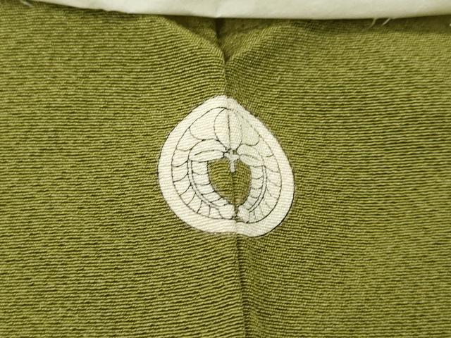 平和屋着物●上質な色無地　鶯色　正絹　逸品　未使用　CABJ6458ut