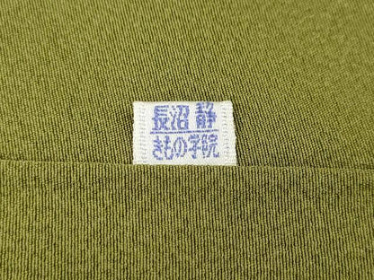 平和屋着物●上質な色無地　鶯色　正絹　逸品　未使用　CABJ6458ut