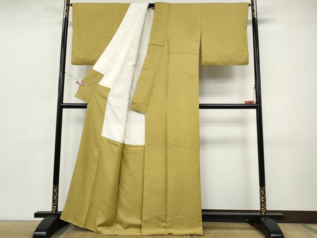 平和屋着物●上質な色無地　草花地紋　芥子色　正絹　逸品　CABJ6459ut