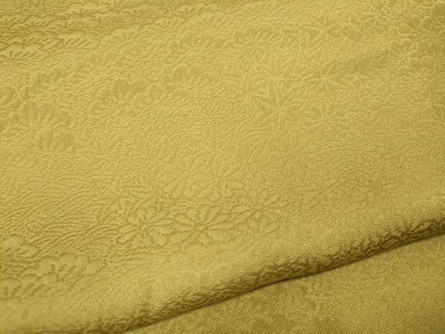 平和屋着物●上質な色無地　草花地紋　芥子色　正絹　逸品　CABJ6459ut
