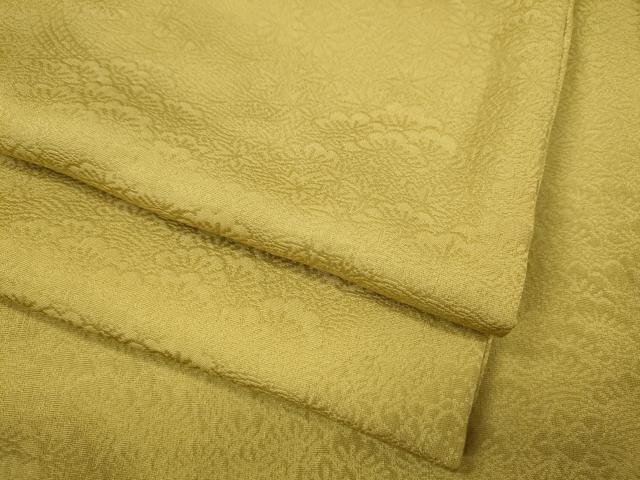 平和屋着物●上質な色無地　草花地紋　芥子色　正絹　逸品　CABJ6459ut