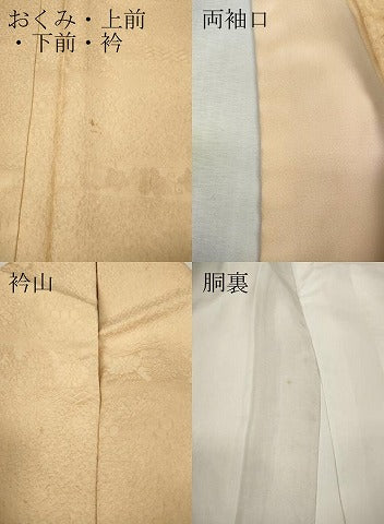 平和屋着物●上質な色無地　横段草花地紋　雄黄色　正絹　逸品　CABJ6460ut