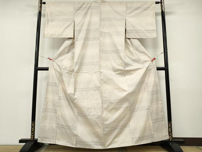 平和屋着物●本場大島紬　白大島　9マルキ　横段吉祥文　正絹　逸品　CABJ6463ut