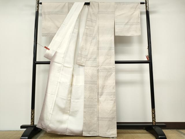 平和屋着物●本場大島紬　白大島　9マルキ　横段吉祥文　正絹　逸品　CABJ6463ut