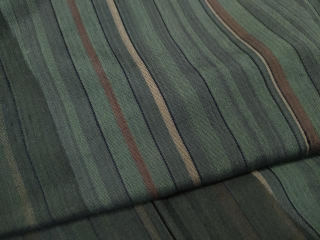 平和屋着物●上質な紬　よろけ縞　やまと誂製　正絹　逸品　CABJ6464ut