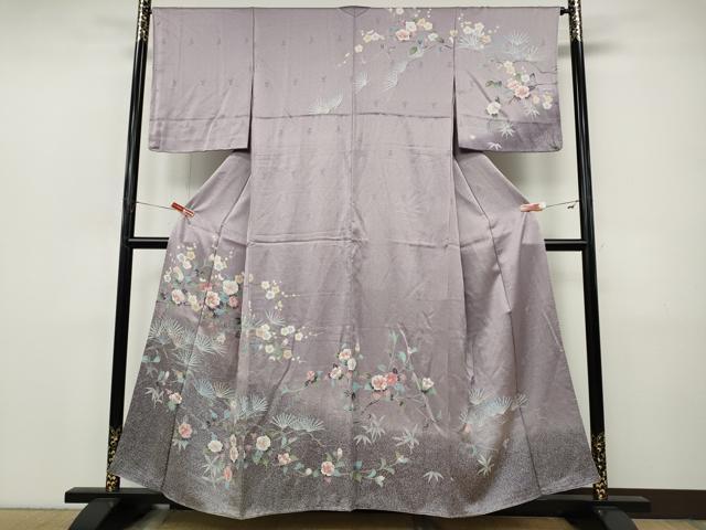 平和屋着物●訪問着　友禅　枝花文　たたき染め　正絹　逸品　未使用　CABJ6466ut