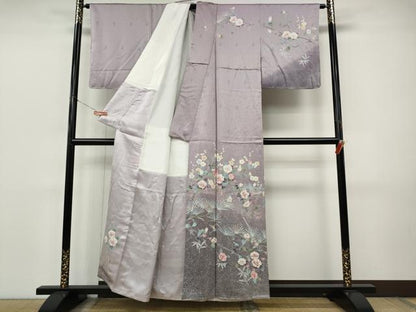 平和屋着物●訪問着　友禅　枝花文　たたき染め　正絹　逸品　未使用　CABJ6466ut