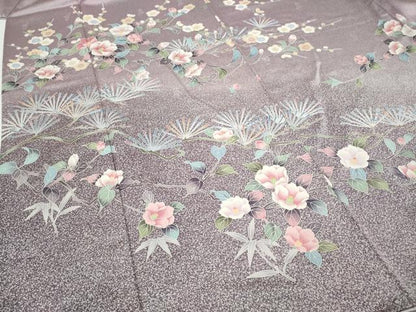 平和屋着物●訪問着　友禅　枝花文　たたき染め　正絹　逸品　未使用　CABJ6466ut