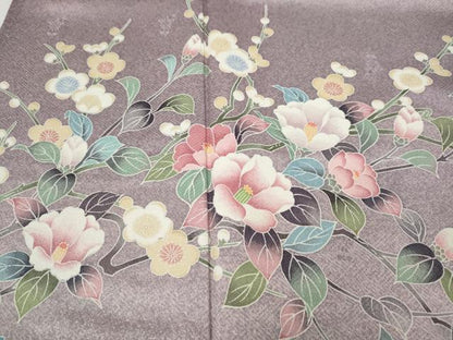 平和屋着物●訪問着　友禅　枝花文　たたき染め　正絹　逸品　未使用　CABJ6466ut