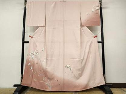 平和屋着物●訪問着　手描き　枝花文　暈し染め　さが美扱い　正絹　逸品　未使用　CABJ6467ut