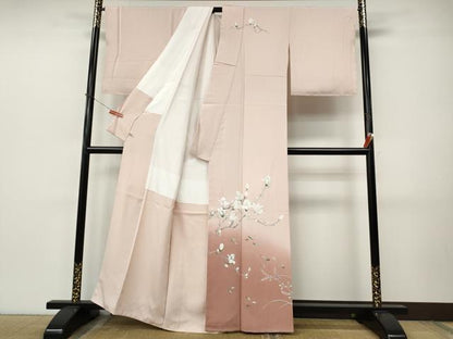 平和屋着物●訪問着　手描き　枝花文　暈し染め　さが美扱い　正絹　逸品　未使用　CABJ6467ut