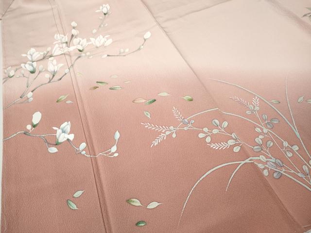 平和屋着物●訪問着　手描き　枝花文　暈し染め　さが美扱い　正絹　逸品　未使用　CABJ6467ut