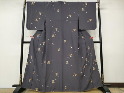 平和屋着物●上質な小紋　作家物　花籠文　金彩　正絹　逸品　未使用　CABJ6468ut