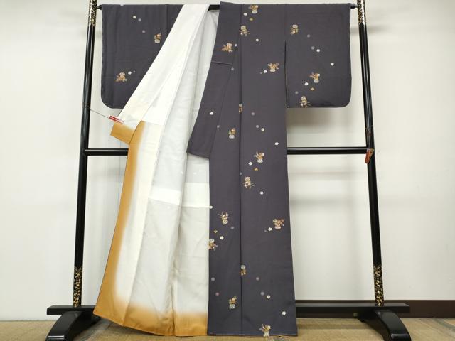 平和屋着物●上質な小紋　作家物　花籠文　金彩　正絹　逸品　未使用　CABJ6468ut