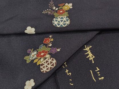 平和屋着物●上質な小紋　作家物　花籠文　金彩　正絹　逸品　未使用　CABJ6468ut