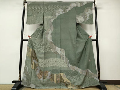 平和屋着物●訪問着　作家物　道長絵皿花文　正絹　逸品　CABJ6469ut