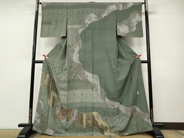 平和屋着物●訪問着　作家物　道長絵皿花文　正絹　逸品　CABJ6469ut