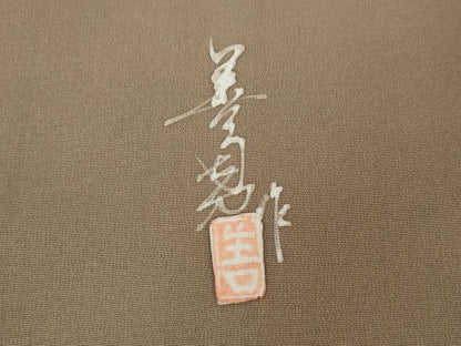 平和屋着物●訪問着　作家物　ろうけつ染め　風景草花文　正絹　逸品　CABJ6472ut