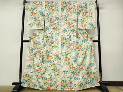 平和屋着物●上質な小紋　枝花文　正絹　逸品　CABJ6473ut