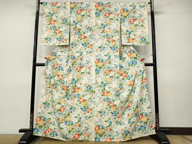 平和屋着物●上質な小紋　枝花文　正絹　逸品　CABJ6473ut