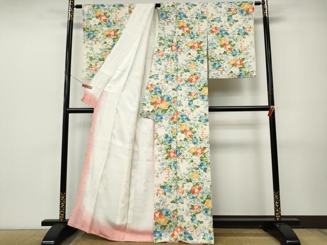 平和屋着物●上質な小紋　枝花文　正絹　逸品　CABJ6473ut