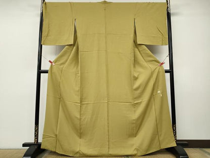 平和屋着物●上質な色無地　草木染　舞花地紋　木蘭色　正絹　逸品　CABJ6476ut