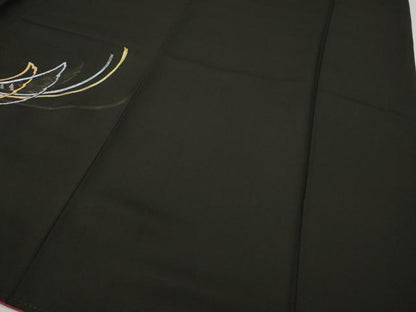 平和屋着物●訪問着　舞蝶文　暈し染め　黒地　金銀彩　正絹　逸品　CABJ6480ut