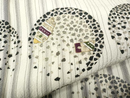 平和屋着物●訪問着　駒刺繍　縞　吉祥文　金銀彩　正絹　逸品　CABJ6482ut
