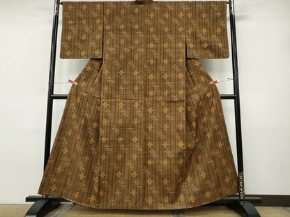 平和屋着物●上質な紬　吉祥花文　正絹　逸品　未使用　CABJ6485ut