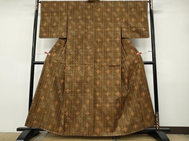 平和屋着物●上質な紬　吉祥花文　正絹　逸品　未使用　CABJ6485ut