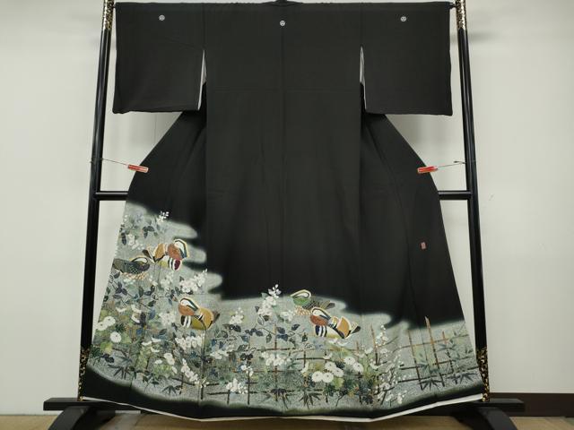 平和屋着物●豪華黒留袖　作家物　鴛鴦花文　暈し染め　金彩　正絹　逸品　CABJ6486ut