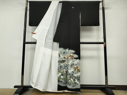 平和屋着物●豪華黒留袖　作家物　鴛鴦花文　暈し染め　金彩　正絹　逸品　CABJ6486ut