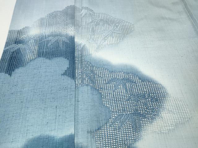平和屋着物●中国三大刺繍　スワトウ刺繍　訪問着　紬地　雲重ね笹竹文　正絹　逸品　CABJ6489ut