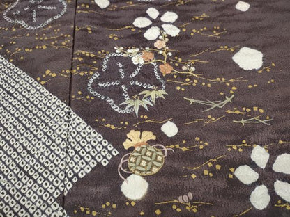 平和屋着物●訪問着　絞り　刺繍　道長舞花文　金彩　正絹　逸品　CABJ6490ut