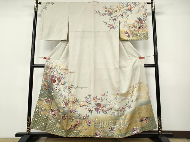 平和屋着物●訪問着　花筏　枝花文　暈し染め　金彩　正絹　逸品　CABJ6492ut
