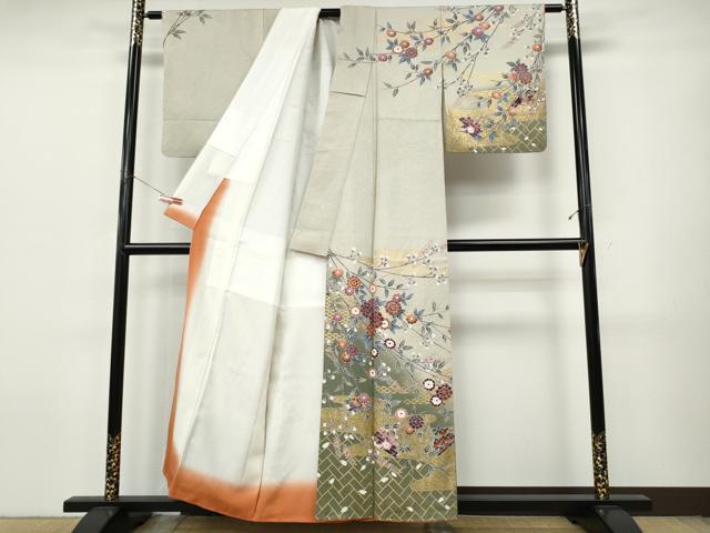 平和屋着物●訪問着　花筏　枝花文　暈し染め　金彩　正絹　逸品　CABJ6492ut