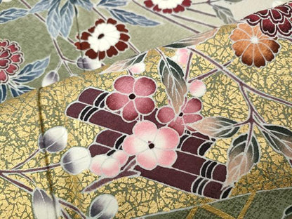 平和屋着物●訪問着　花筏　枝花文　暈し染め　金彩　正絹　逸品　CABJ6492ut