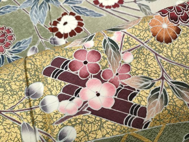 平和屋着物●訪問着　花筏　枝花文　暈し染め　金彩　正絹　逸品　CABJ6492ut