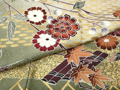 平和屋着物●訪問着　花筏　枝花文　暈し染め　金彩　正絹　逸品　CABJ6492ut
