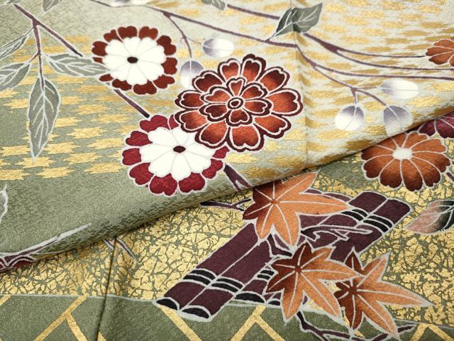 平和屋着物●訪問着　花筏　枝花文　暈し染め　金彩　正絹　逸品　CABJ6492ut