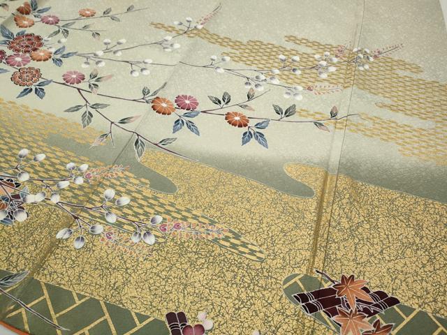 平和屋着物●訪問着　花筏　枝花文　暈し染め　金彩　正絹　逸品　CABJ6492ut