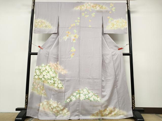 平和屋着物●訪問着　草花文　金彩　三越扱い　正絹　逸品　CABJ6493ut