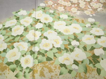 平和屋着物●訪問着　草花文　金彩　三越扱い　正絹　逸品　CABJ6493ut
