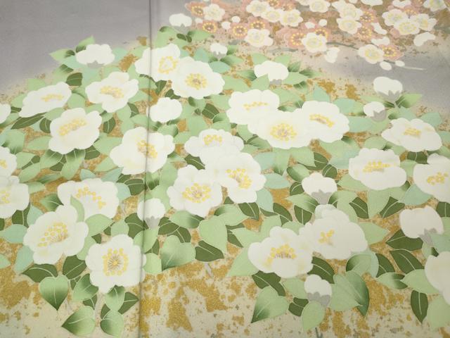 平和屋着物●訪問着　草花文　金彩　三越扱い　正絹　逸品　CABJ6493ut