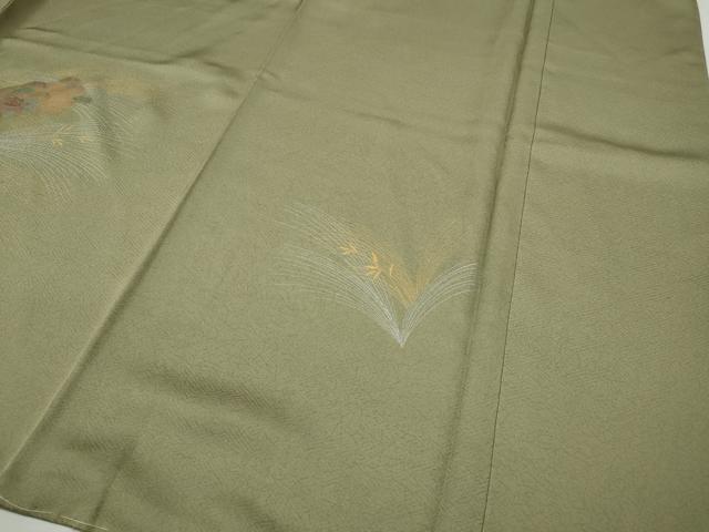 平和屋着物●訪問着　刺繍　地紙草花文　暈し染め　金銀彩　正絹　逸品　未使用　CABJ6494ut