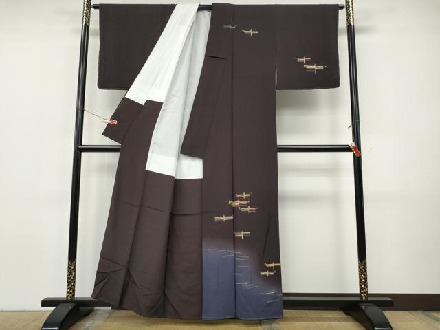 平和屋着物●訪問着　駒刺繍　吉祥花文　暈し染め　金彩　正絹　逸品　CABJ6496ut