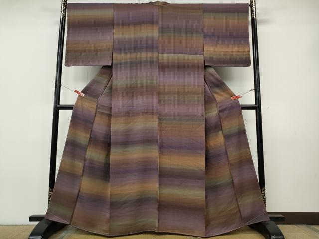 平和屋着物●上質な小紋　横段霞文　正絹　逸品　未使用　CABJ6504ut