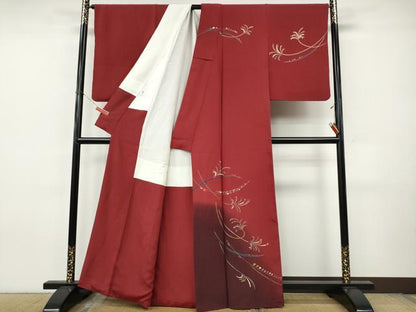 平和屋着物●訪問着　枝葉文　暈し染め　金彩　正絹　逸品　CABJ6506ut