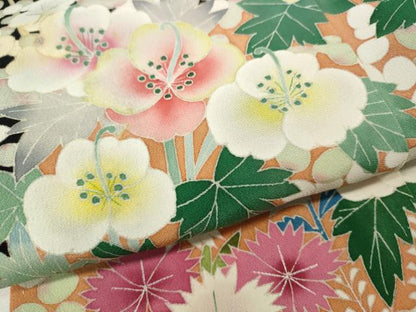 平和屋着物●本加賀友禅作家　直江良三　黒留袖　草花文　正絹　逸品　CABJ6507ut